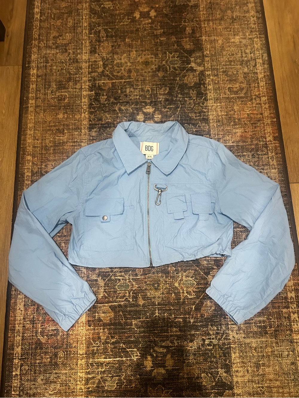 Urban Outfitters BDG Light Powder Blue Ellie Shrunken Cropped Utility Jacket
